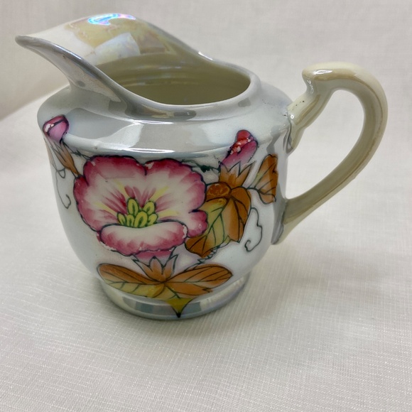 Vintage Asian Creamer Lusterware Hand Painted Floral Design - Picture 6 of 11